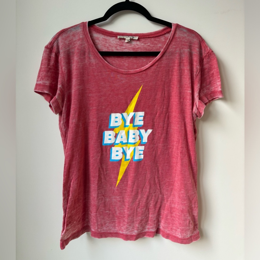 EXPRESS ONE ELEVEN BYE BABY BYE BURNOUT BOXY TEE Coral Short Sleeve Tee Shirt